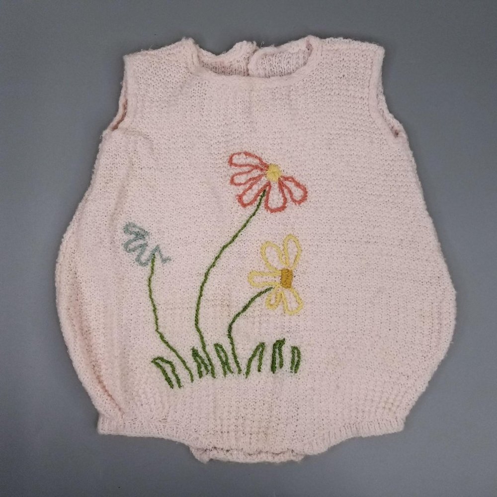 Vintage One Piece Creeper Romper Pink Snap Suit